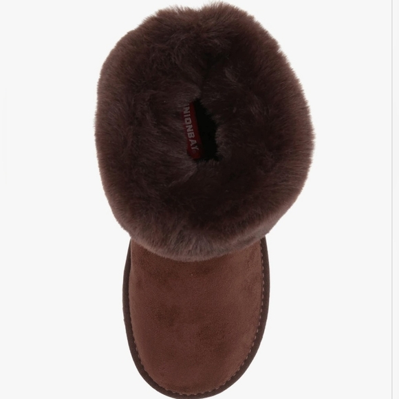 UNIONBAY Lou Lou Boots Ankle Boot Faux Suede Ugg Uggs Slippers Size 8.5 Mocha - Picture 3 of 9